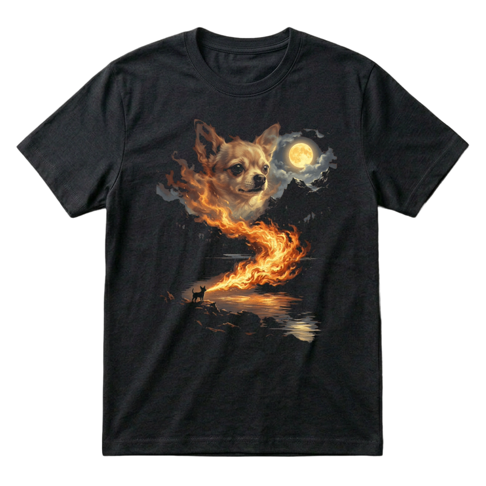 Product Chihuahua Fire Moon Landscape Dog Lover T-Shirt