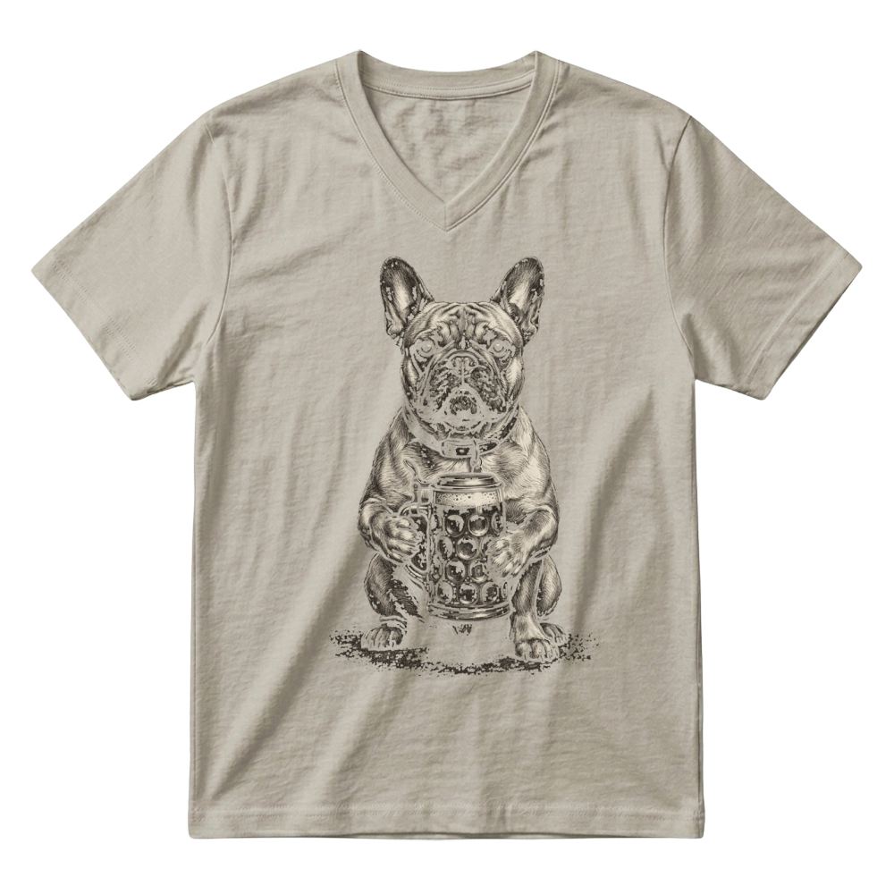 Product Dog Frenchie Beer Oktoberfest Bulldog V-Neck T-shirt