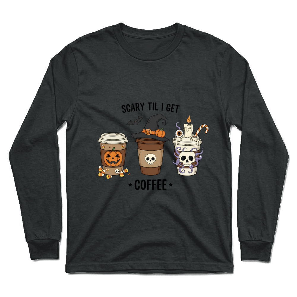 Product Spooky Halloween Retro Style Scary Til I Get Coffee Unisex Longsleeve