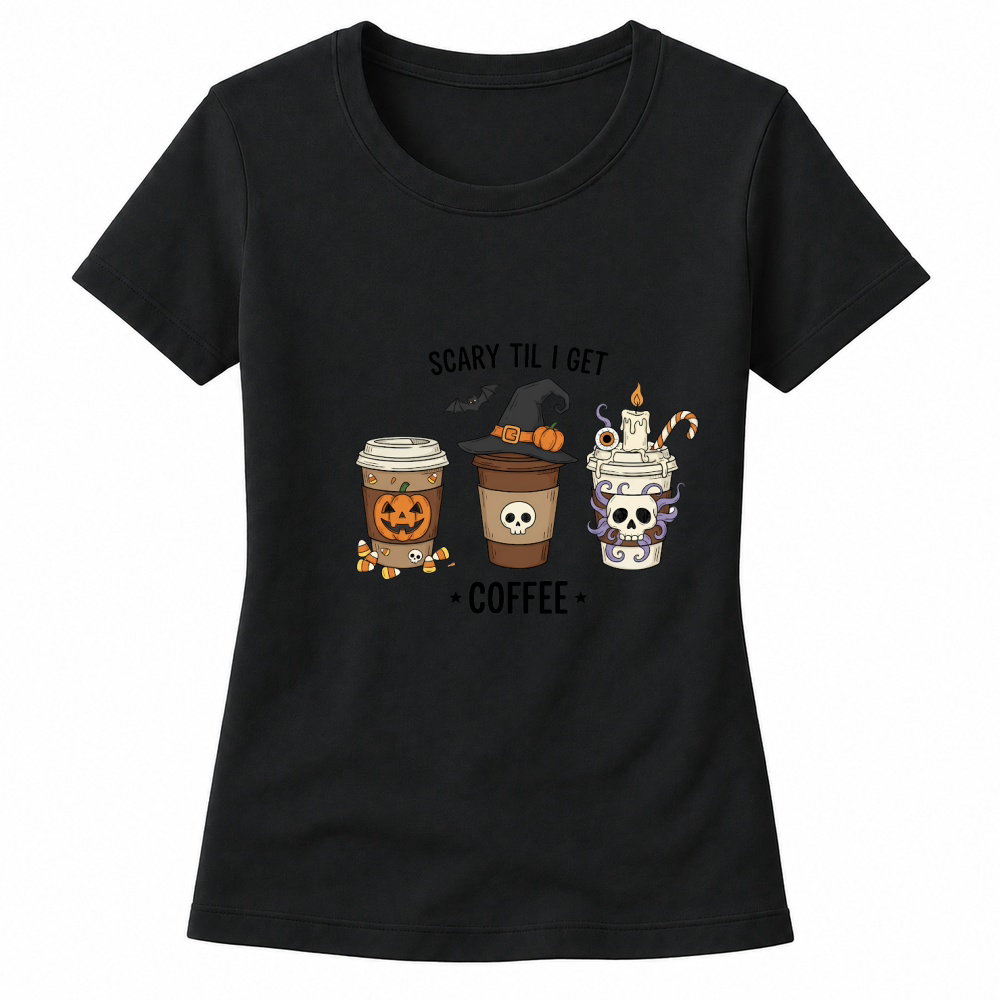 Product Spooky Halloween Retro Style Scary Til I Get Coffee Women's T-shirts