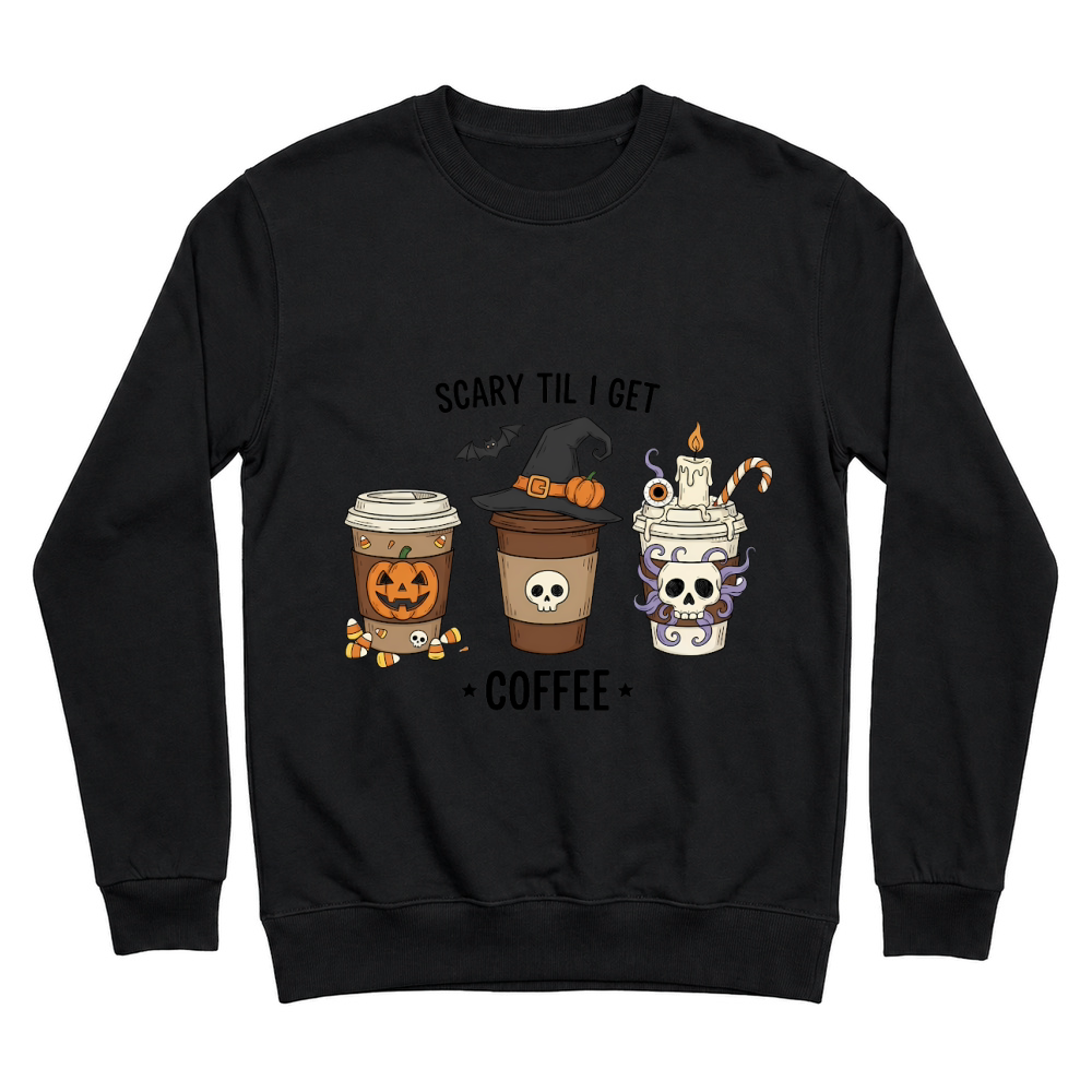 Product Spooky Halloween Retro Style Scary Til I Get Coffee Unisex Sweatshirt
