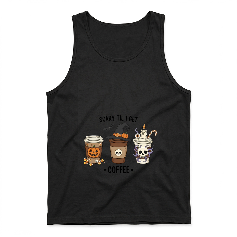Product Spooky Halloween Retro Style Scary Til I Get Coffee Tank Top