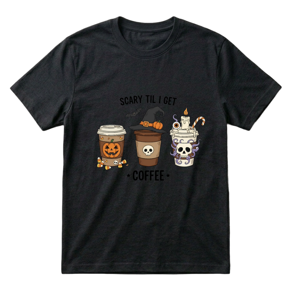Product Spooky Halloween Retro Style Scary Til I Get Coffee T-Shirt