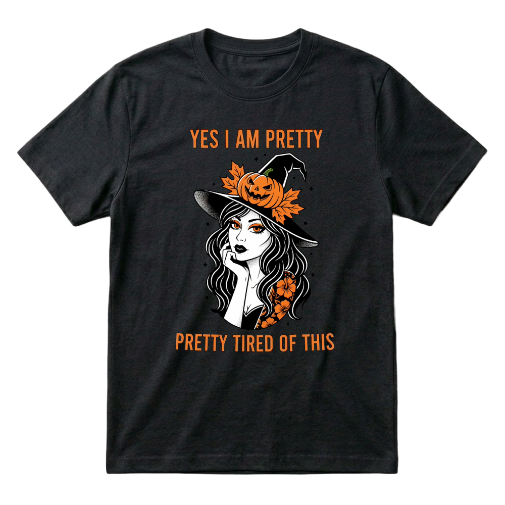 Product Spooky Halloween Retro Pretty Tired of This Witch T-Shirt