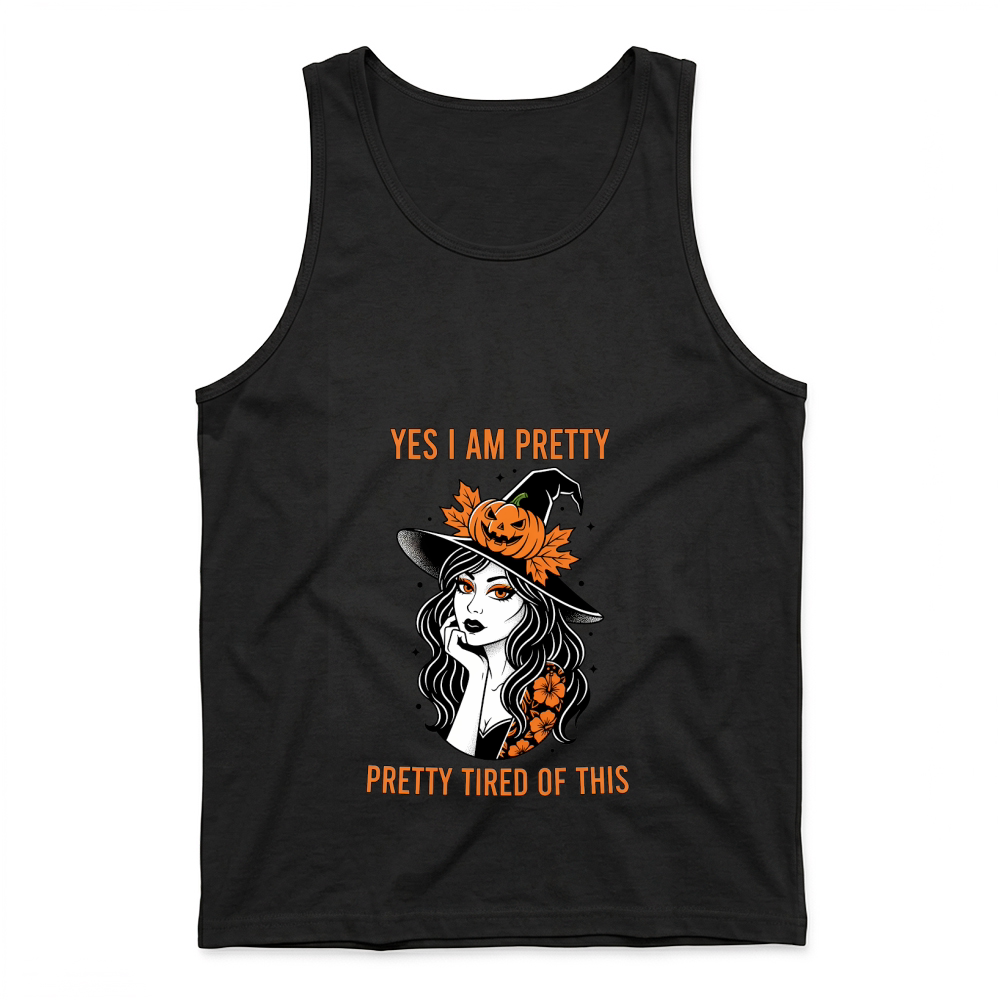 Product Spooky Halloween Retro Pretty Tired of This Witch Tank Top
