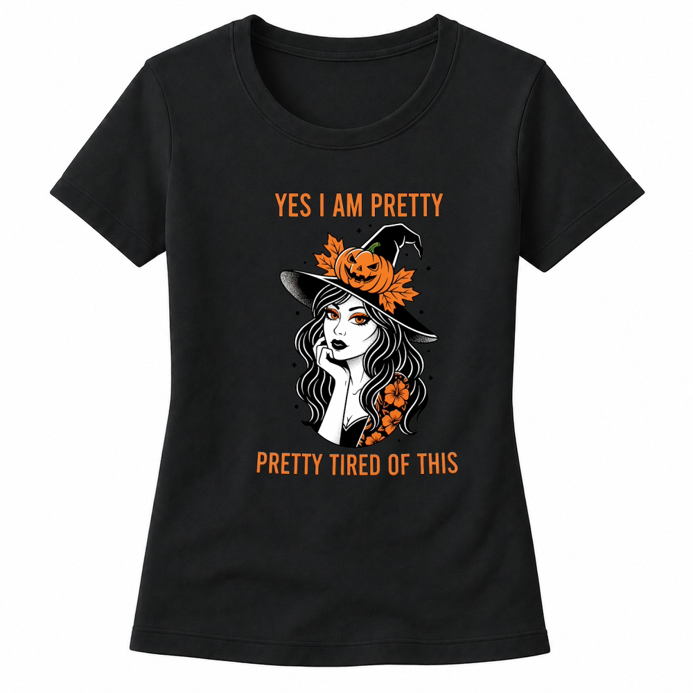 Product Spooky Halloween Retro Pretty Tired of This Witch Women's T-shirts