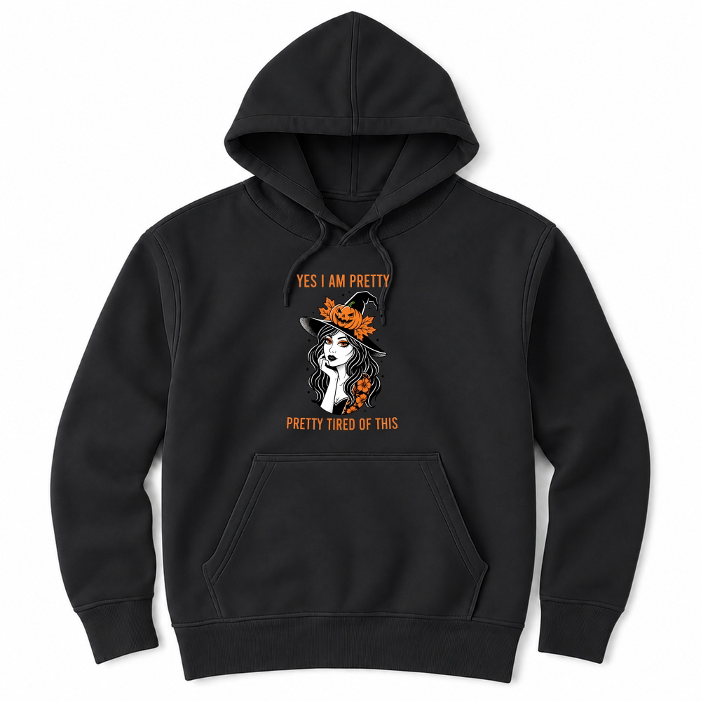 Product Spooky Halloween Retro Pretty Tired of This Witch Unisex Hoodie