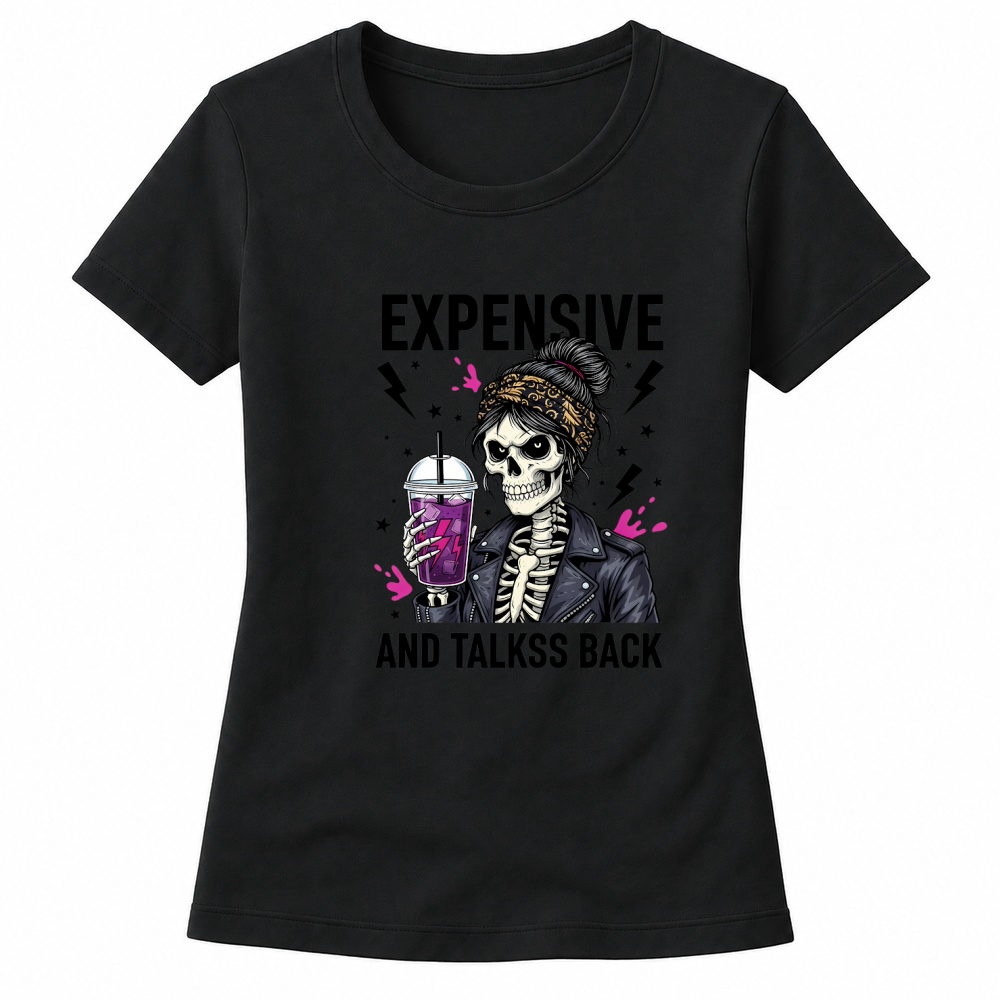 Product Spooky Halloween Retro Expensive and Talks Back Skeleton Women's T-shirts