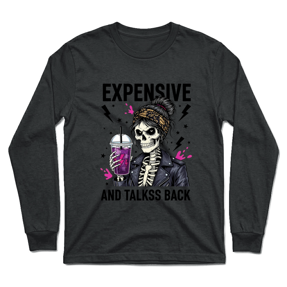 Product Spooky Halloween Retro Expensive and Talks Back Skeleton Unisex Longsleeve