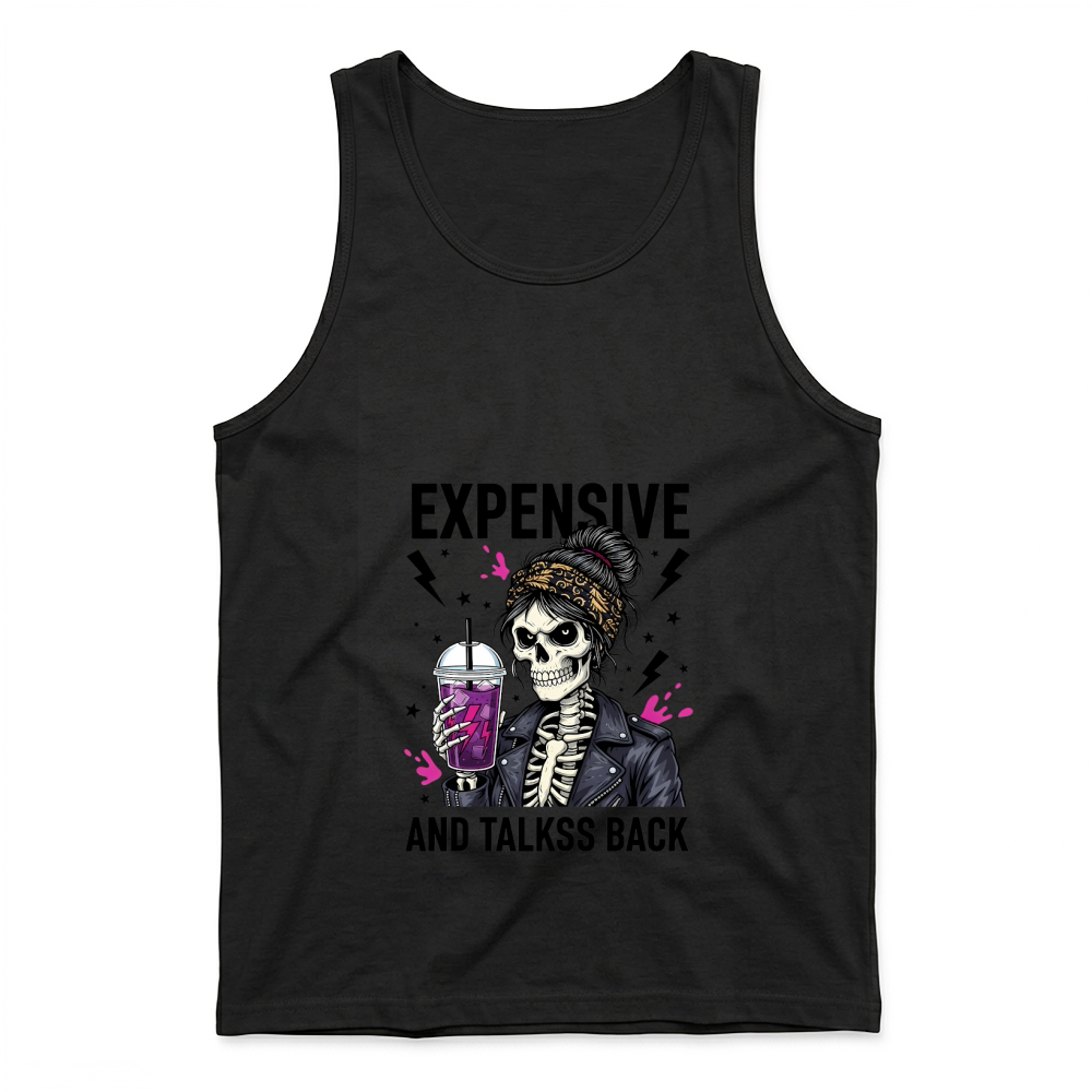 Product Spooky Halloween Retro Expensive and Talks Back Skeleton Tank Top