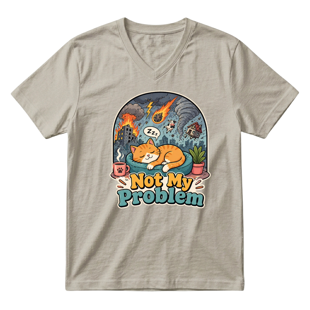 Product Not My Problem Sarcastic Quote Cat Lover V-Neck T-shirt