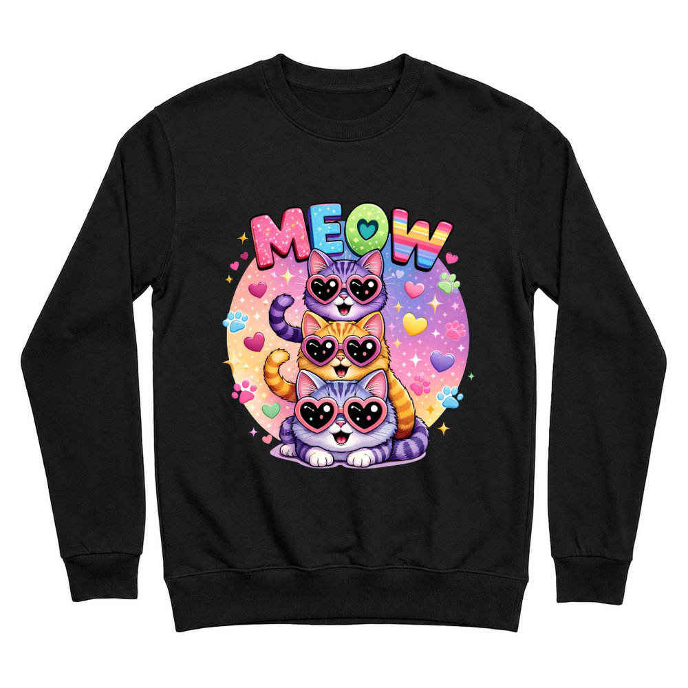 Product Neon Meow Colorful Stacked Cats Unisex Sweatshirt