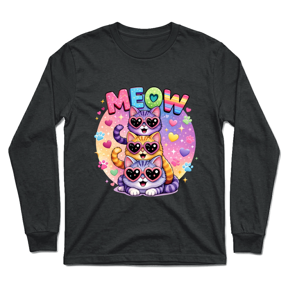 Product Neon Meow Colorful Stacked Cats Unisex Longsleeve