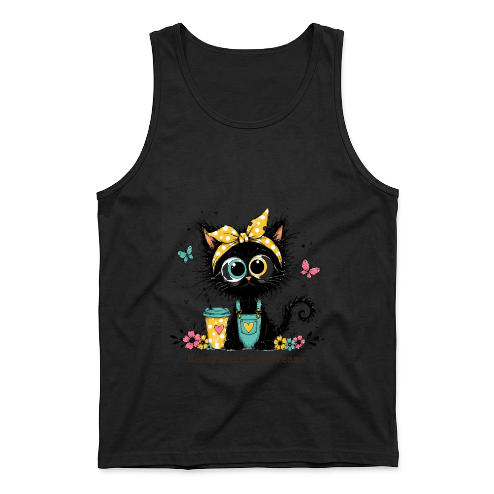 Product Messy Hair Big Dreams Black Cat Tank Top