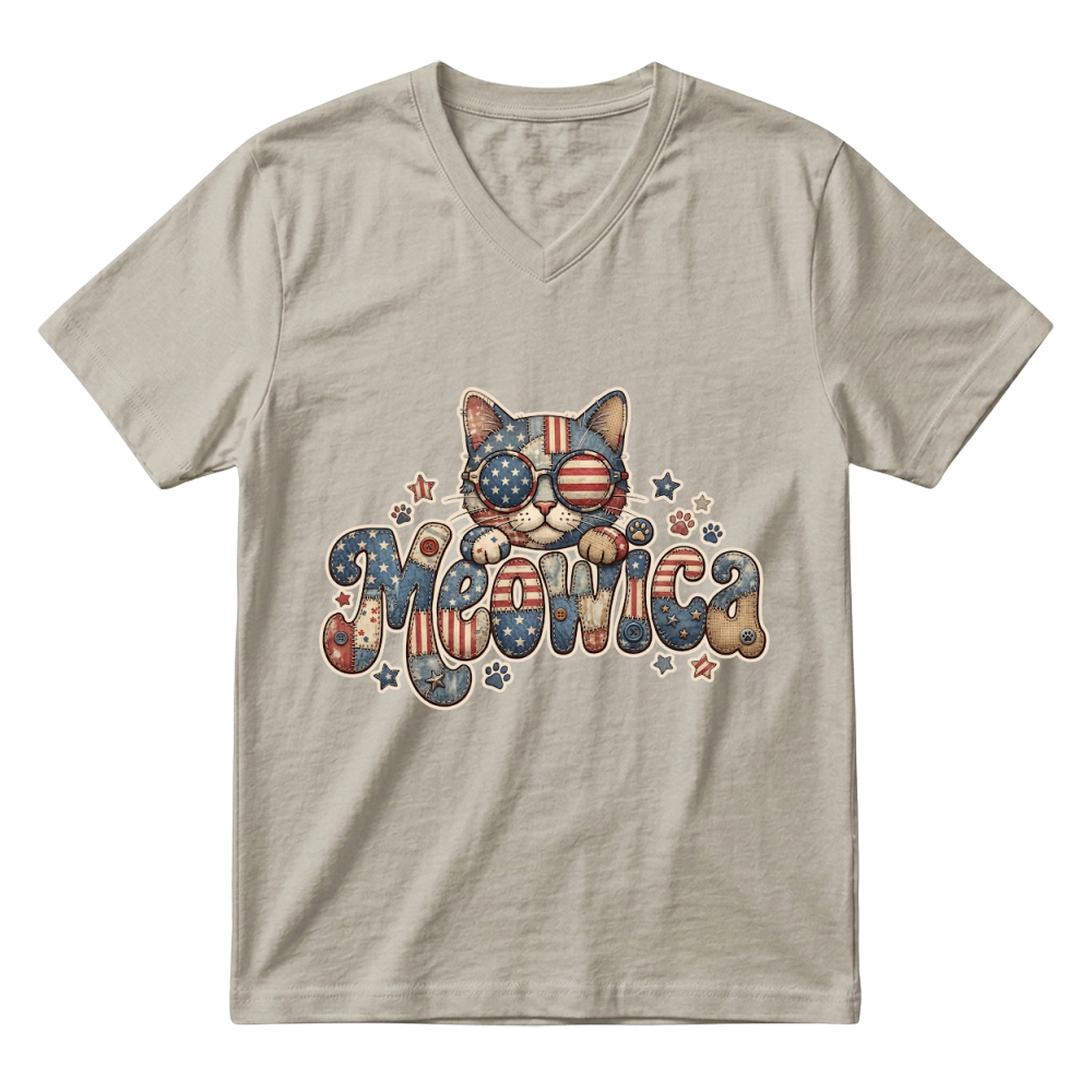 Product Meowica Retro American Cat V-Neck T-shirt