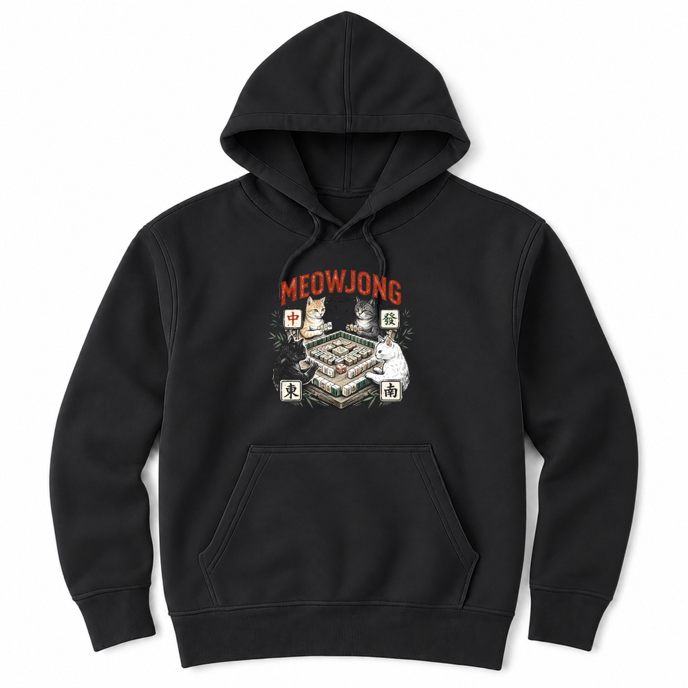 Product Meowjong Funny Cat Mahjong Player Unisex Hoodie