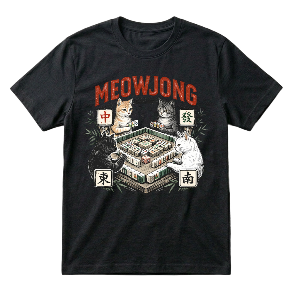 Product Meowjong Funny Cat Mahjong Player T-Shirt
