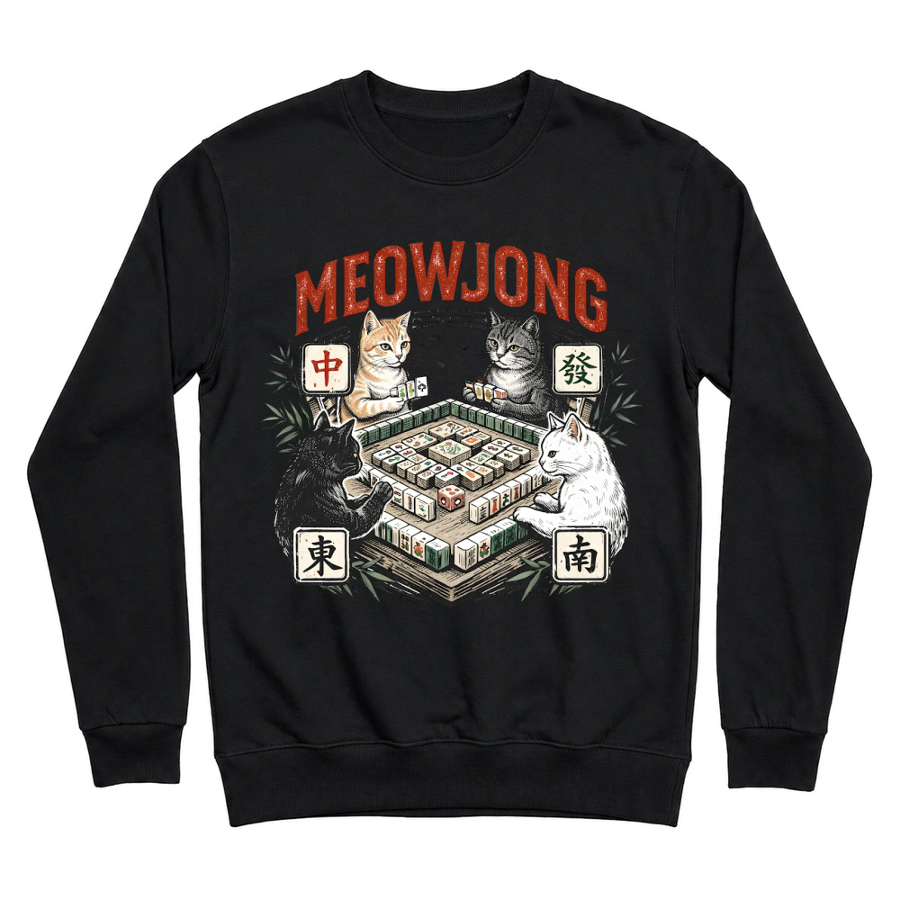 Product Meowjong Funny Cat Mahjong Player Unisex Sweatshirt