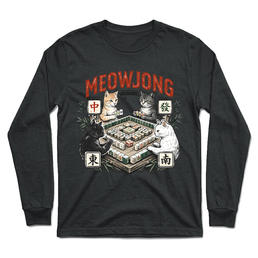 Product Meowjong Funny Cat Mahjong Player Unisex Longsleeve
