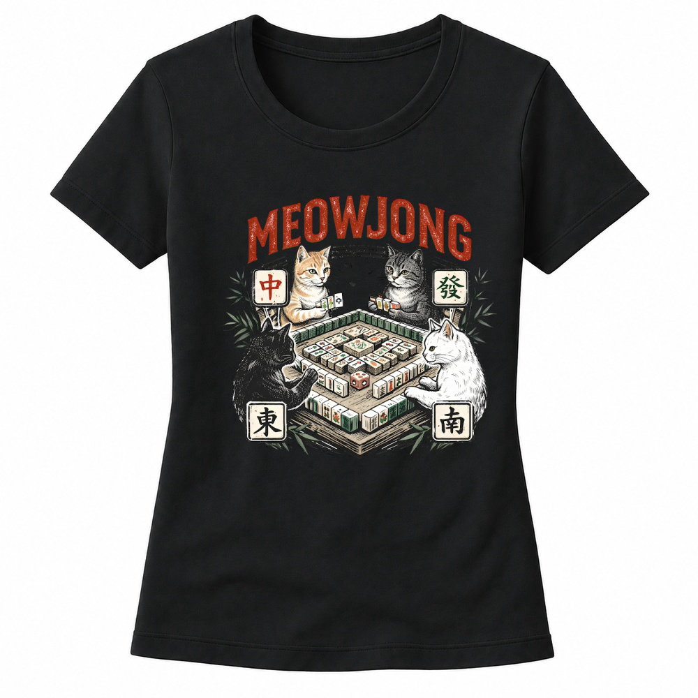 Product Meowjong Funny Cat Mahjong Player Women's T-shirts