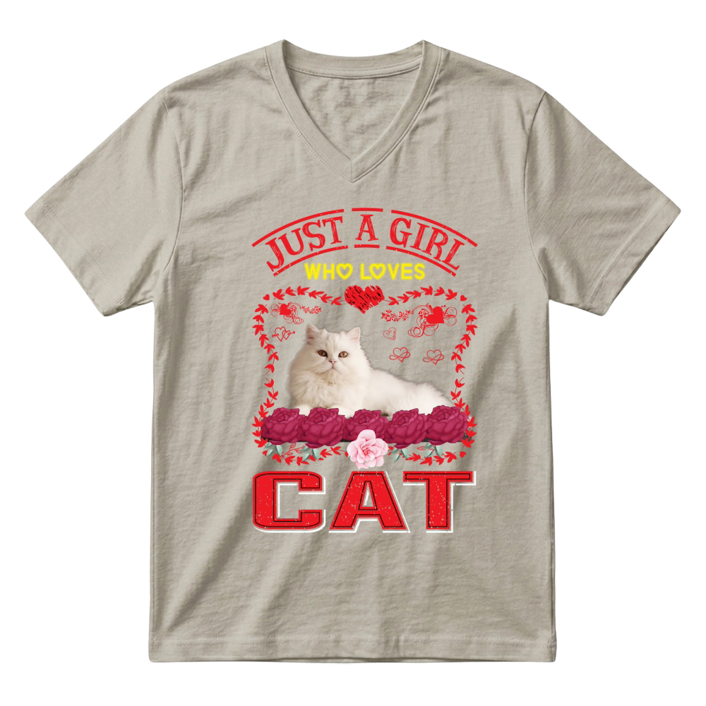 Product Just a Girl Who Loves Cat V-Neck T-shirt