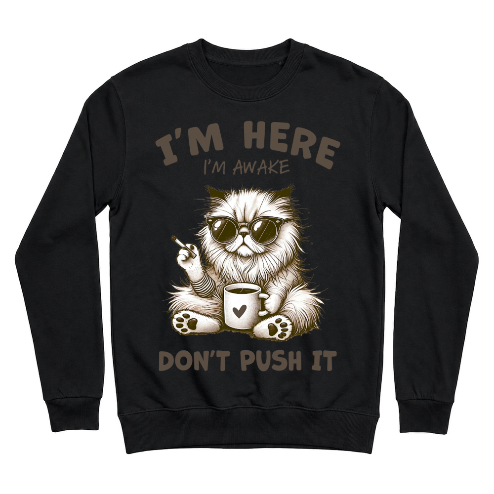 Product I'm here I'm awake Funny Cat Lover Unisex Sweatshirt