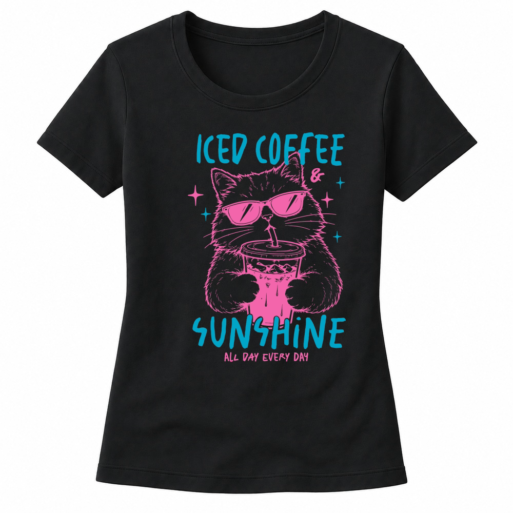 Product Iced coffee & sunshine Sarcastic Funny Cat Women's T-shirts