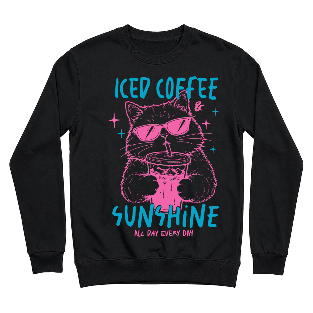 Product Iced coffee & sunshine Sarcastic Funny Cat Unisex Sweatshirt