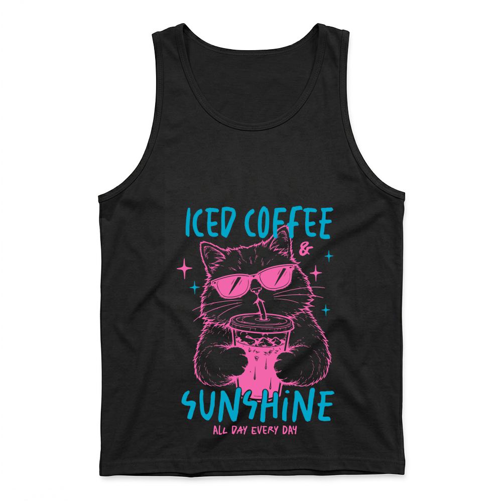 Product Iced coffee & sunshine Sarcastic Funny Cat Tank Top