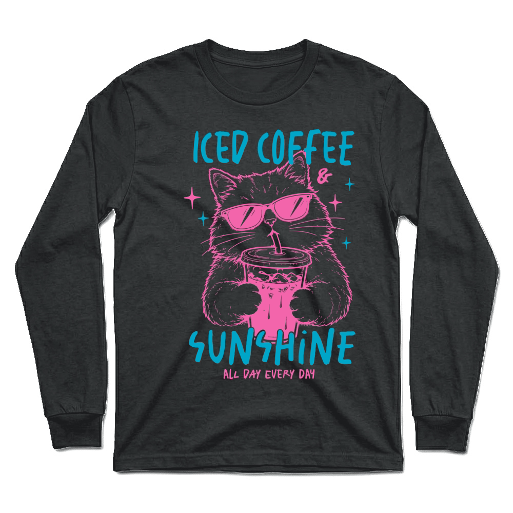 Product Iced coffee & sunshine Sarcastic Funny Cat Unisex Longsleeve