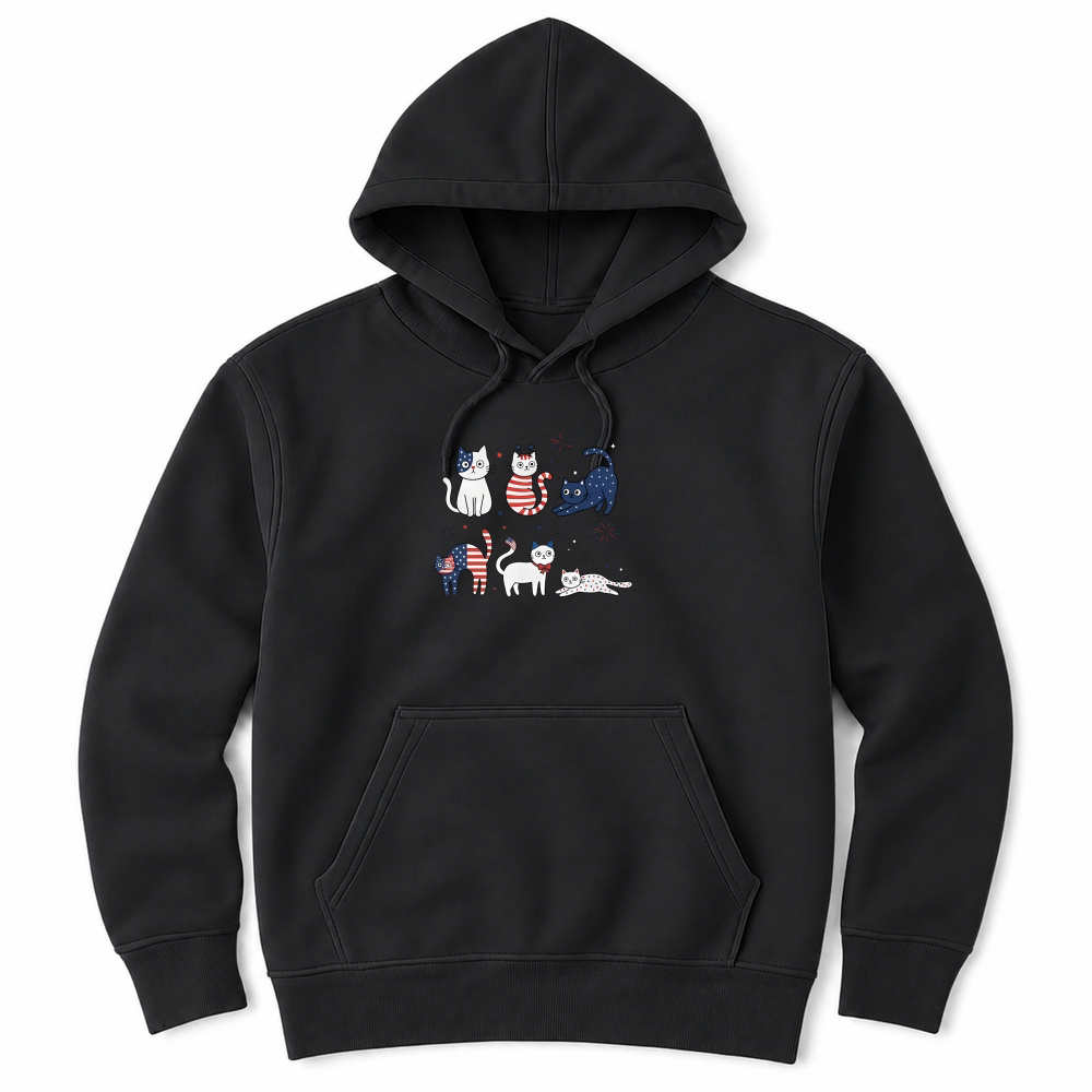 Product Funny Cat USA Flag 4th of July Unisex Hoodie
