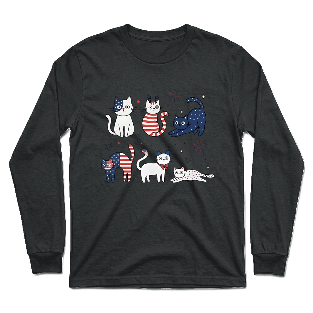 Product Funny Cat USA Flag 4th of July Unisex Longsleeve