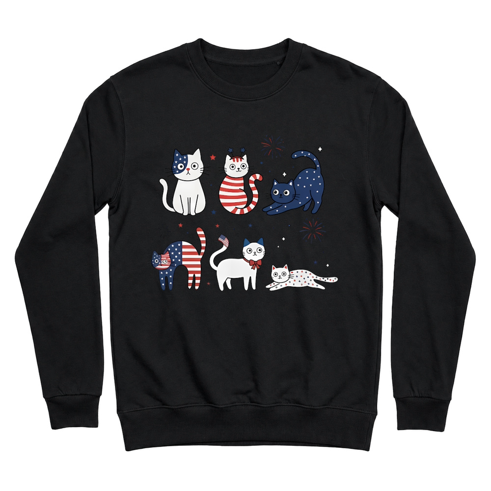 Product Funny Cat USA Flag 4th of July Unisex Sweatshirt