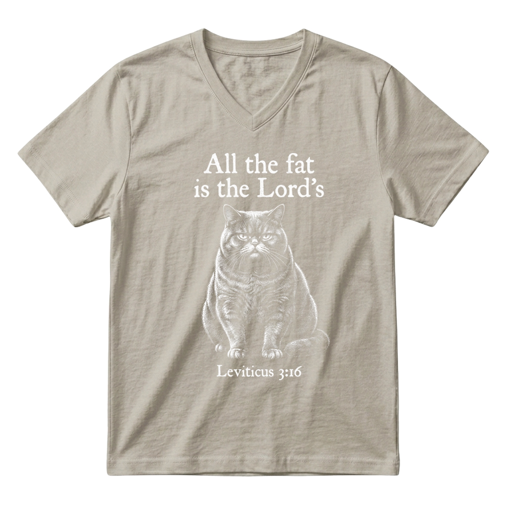 Product Fat Lords Leviticus Cat Christian V-Neck T-shirt