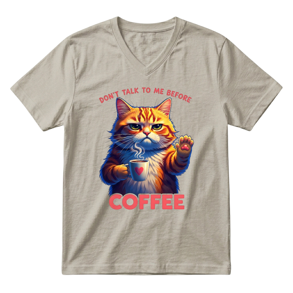 Product Funny Cat Coffee V-Neck T-shirt
