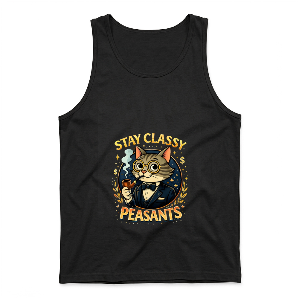 Product Funny Cat Stay Classy Peasants Tank Top
