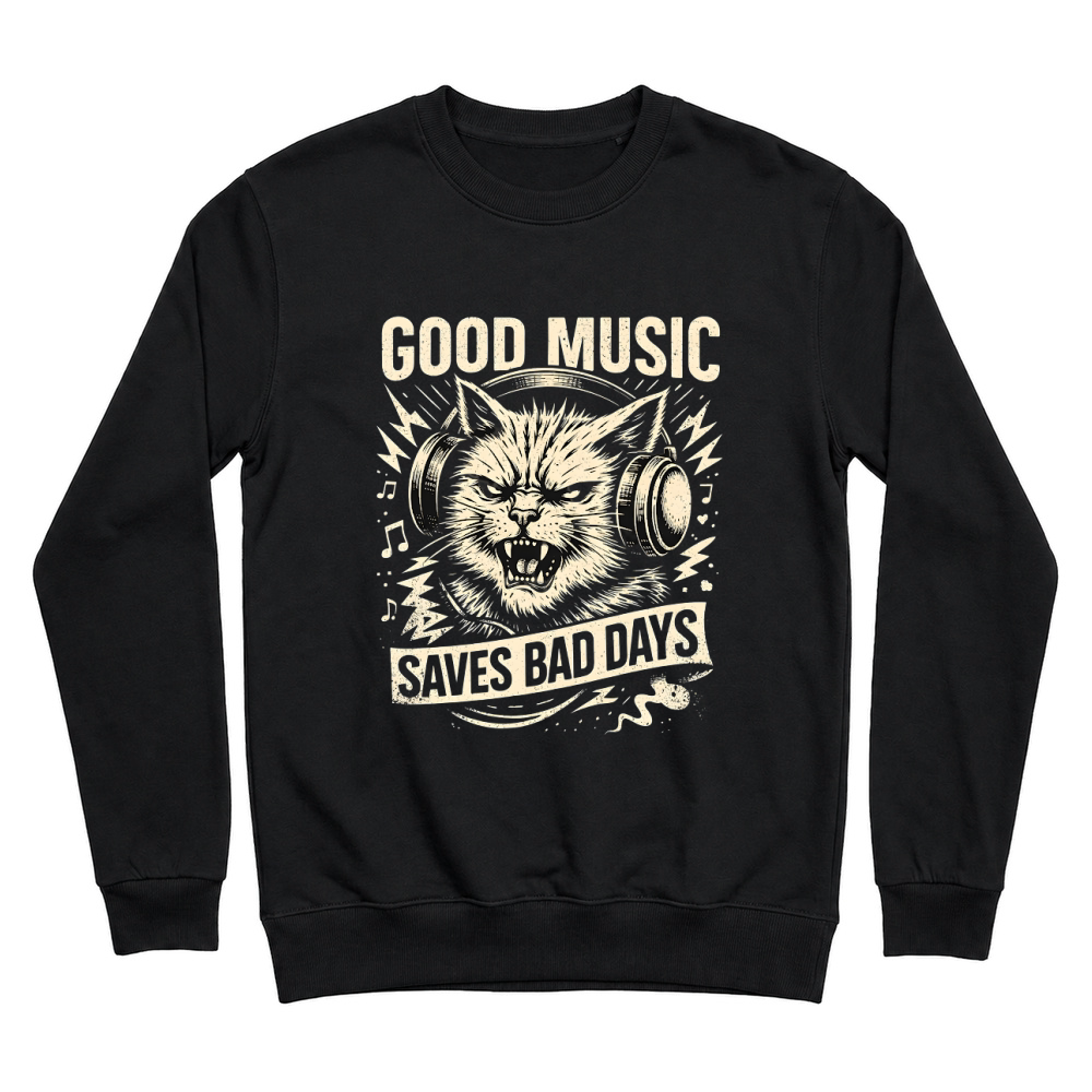 Product Good Music Saves Bad Days Cat Unisex Sweatshirt