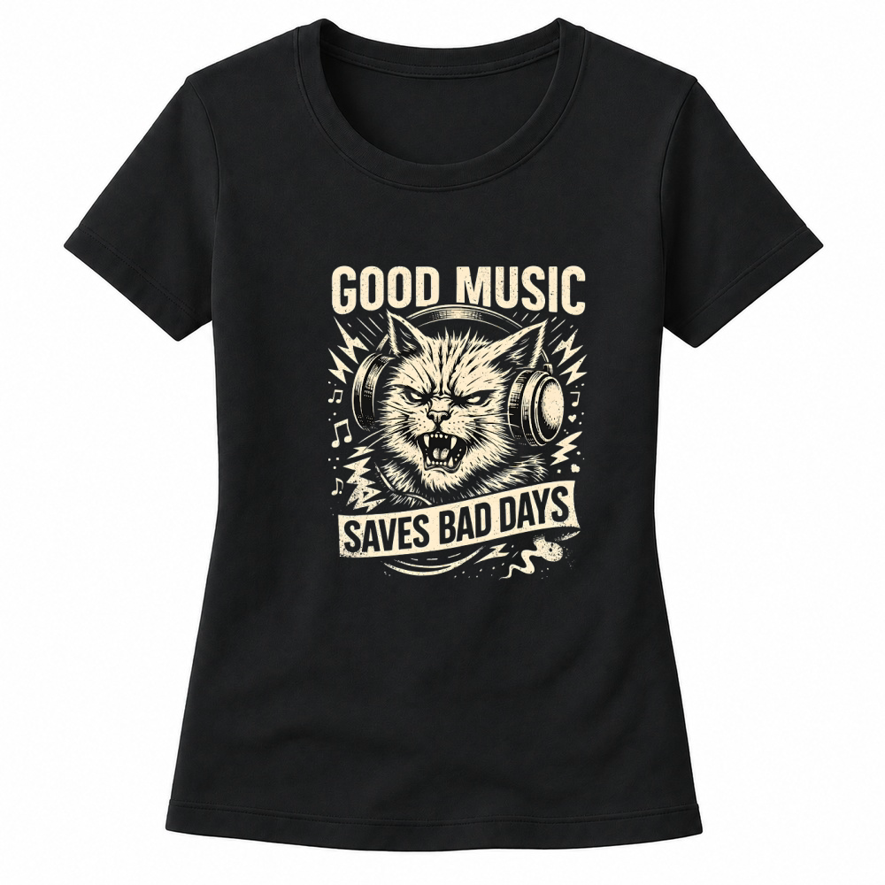 Product Good Music Saves Bad Days Cat Women's T-shirts