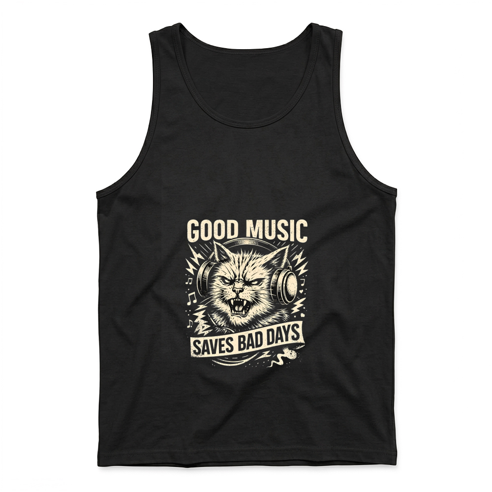 Product Good Music Saves Bad Days Cat Tank Top