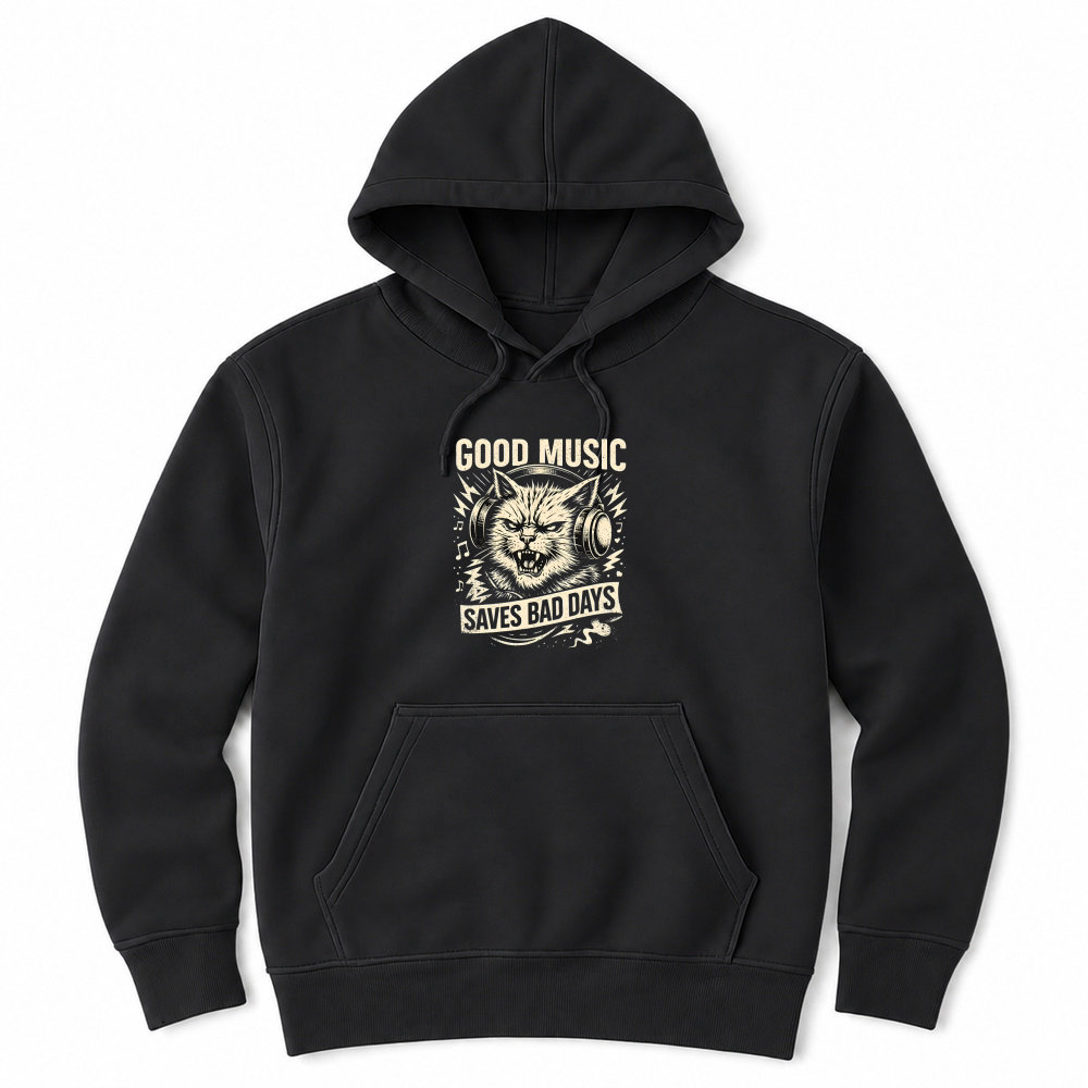 Product Good Music Saves Bad Days Cat Unisex Hoodie