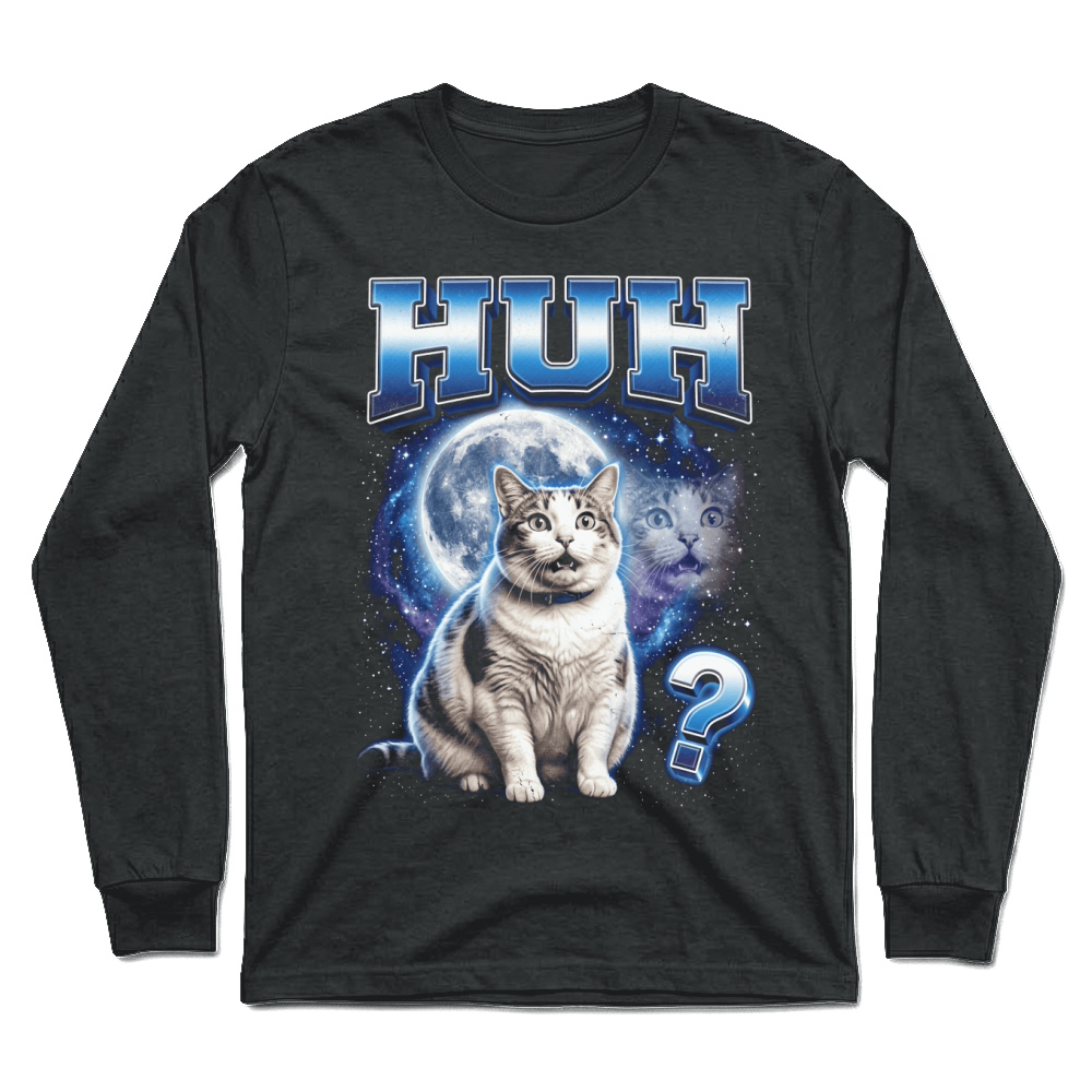 Product huh cat startled moon galaxy question Unisex Longsleeve