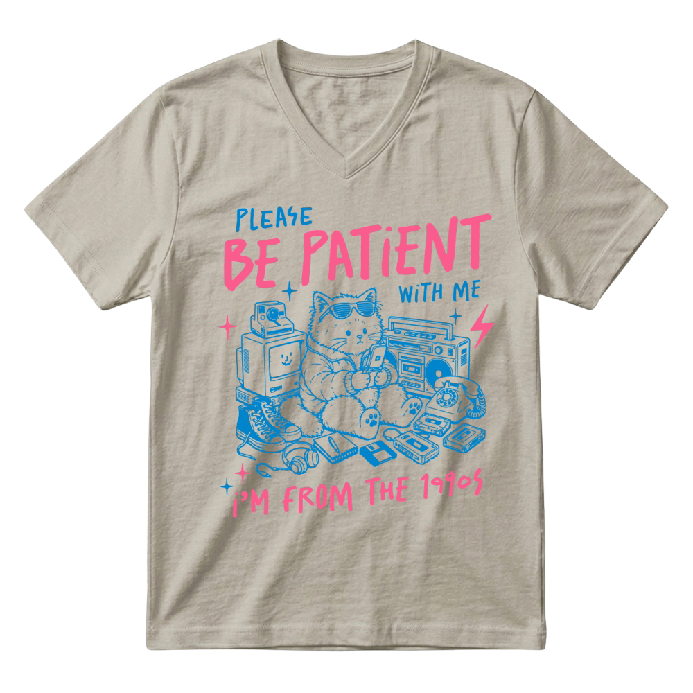Product I'm from the 1990s Sarcastic Funny Cat V-Neck T-shirt
