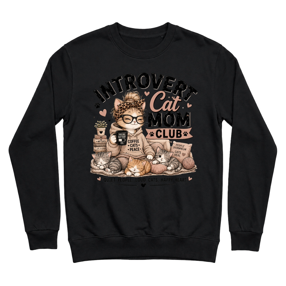 Product Introvert Cat Mom Club Cute Cat Lover Unisex Sweatshirt