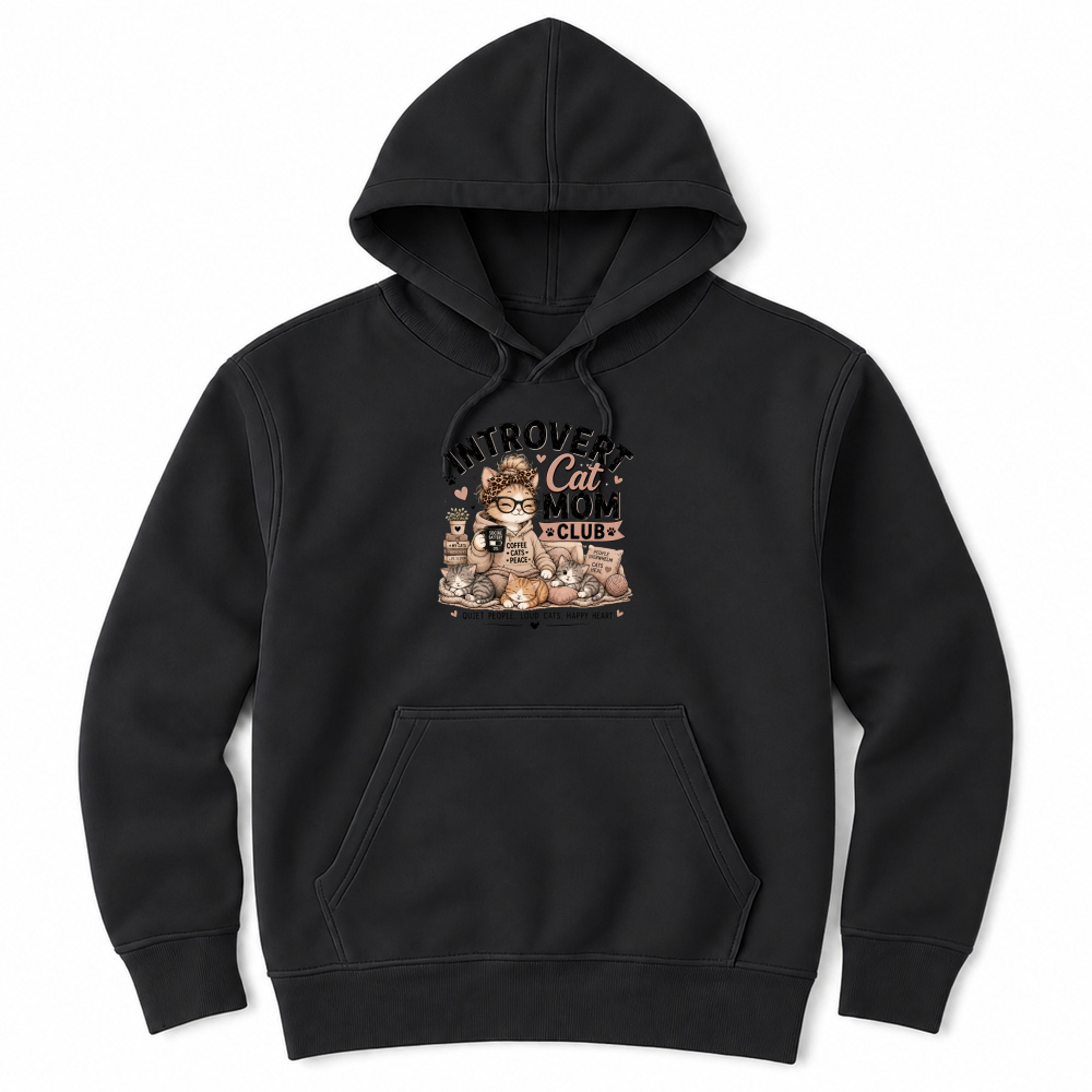Product Introvert Cat Mom Club Cute Cat Lover Unisex Hoodie