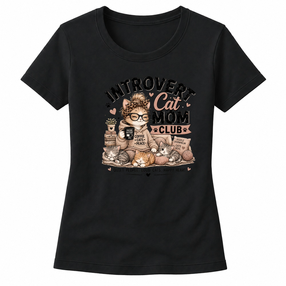Product Introvert Cat Mom Club Cute Cat Lover Women's T-shirts