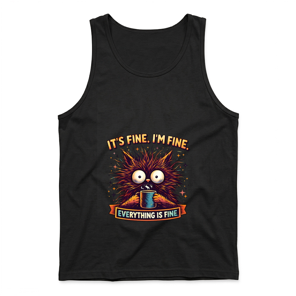 Product Its Fine Everything is Fine Sarcastic Funny Cat Lover Tank Top