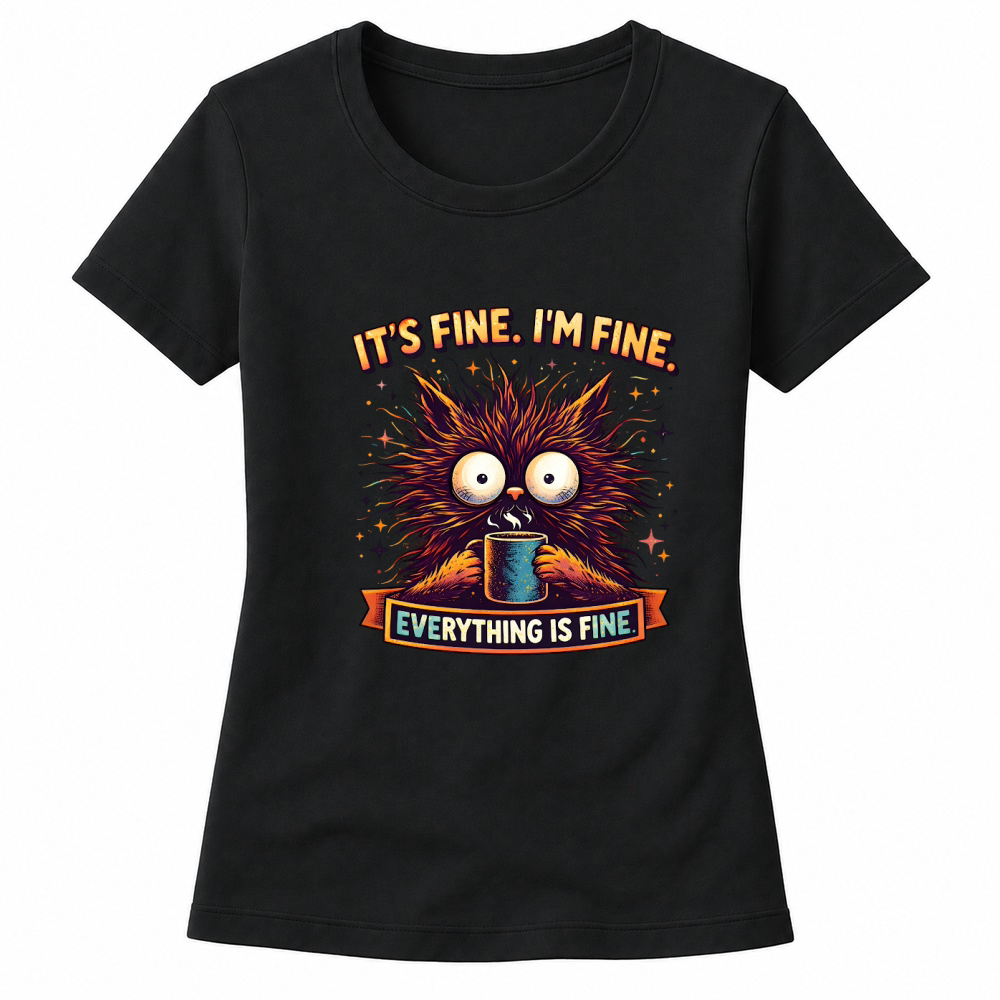 Product Its Fine Everything is Fine Sarcastic Funny Cat Lover Women's T-shirts
