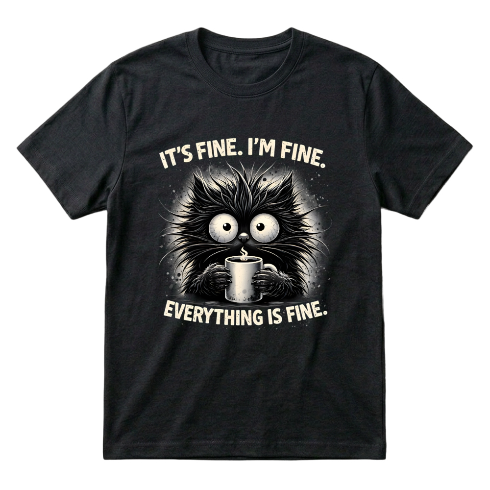 Product It's Fine I'm Fine Cat Mental Health T-Shirt