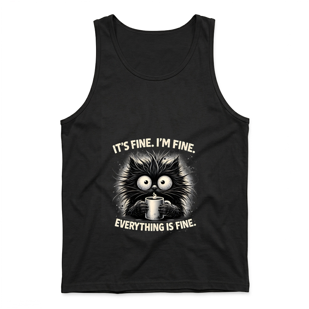 Product It's Fine I'm Fine Cat Mental Health Tank Top