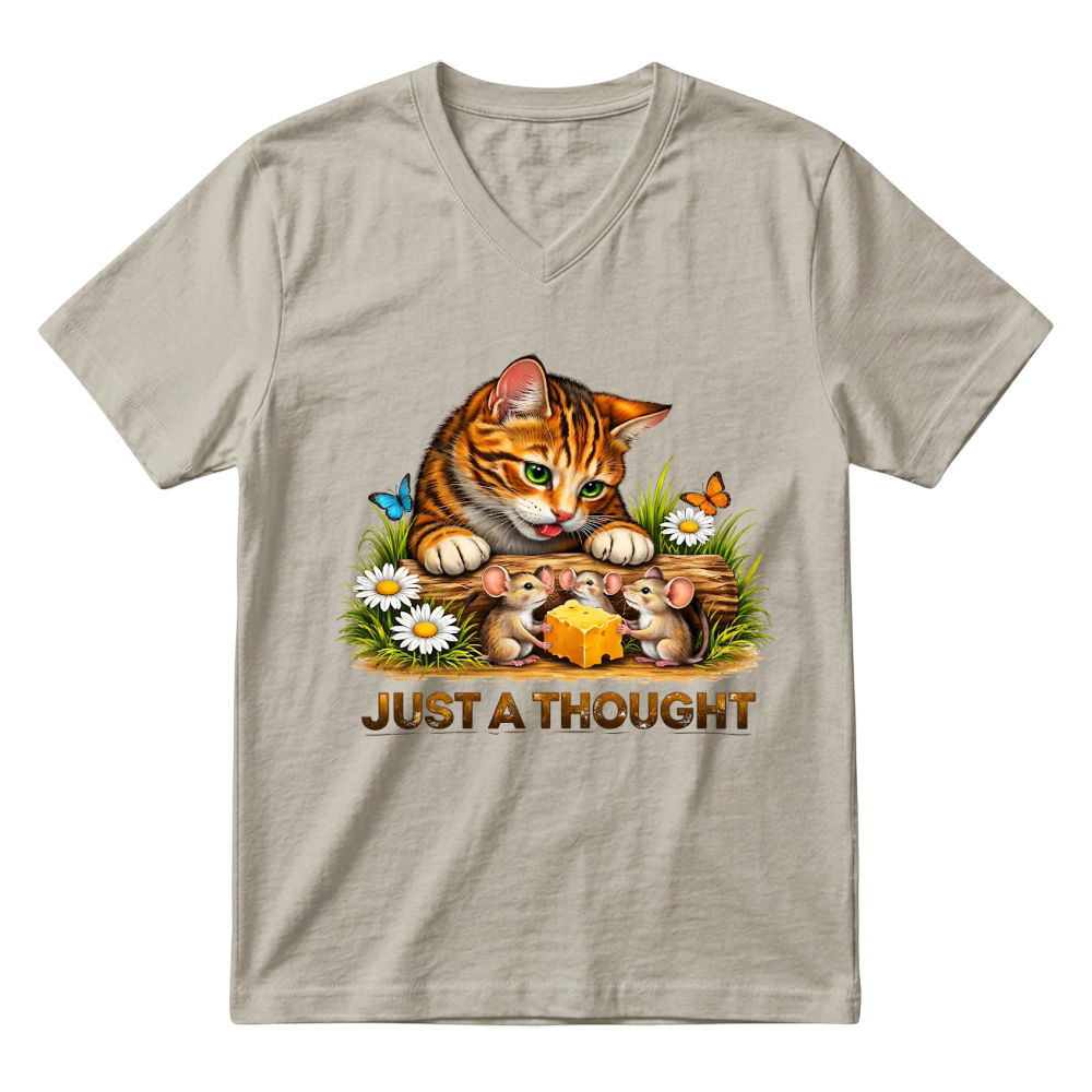 Product Just a Thought Cat Mouse Cheese V-Neck T-shirt
